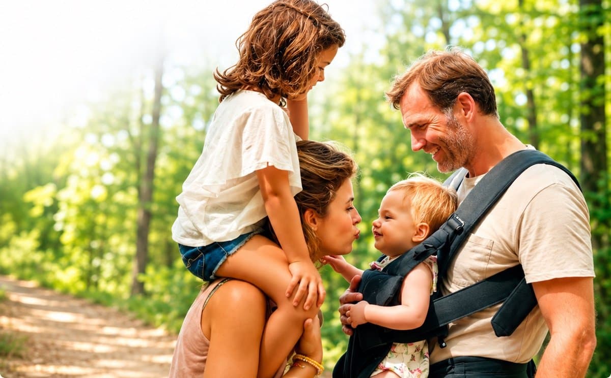 Familia disfrutando de una excursión durante un viaje